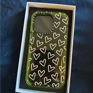 Casetify Black and Green Heart Phone Case
